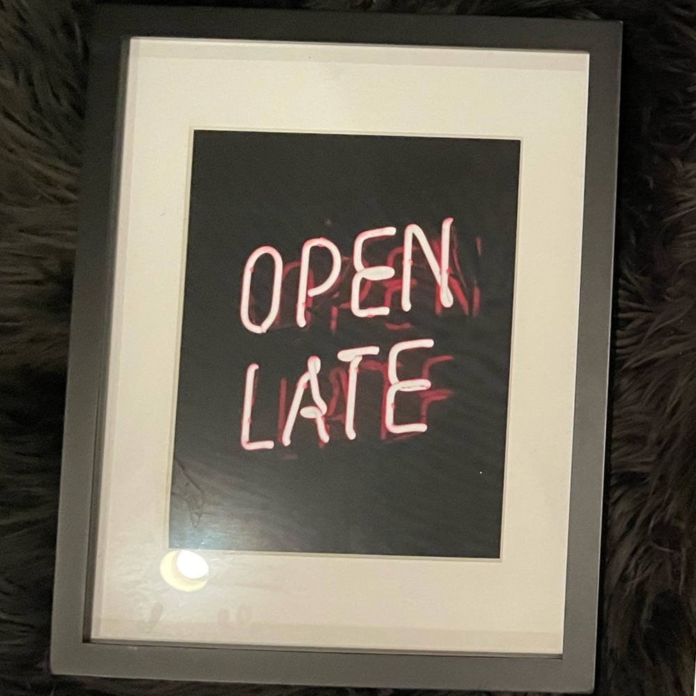 8x10 Honeymoon Hotel “open late” neon sign print